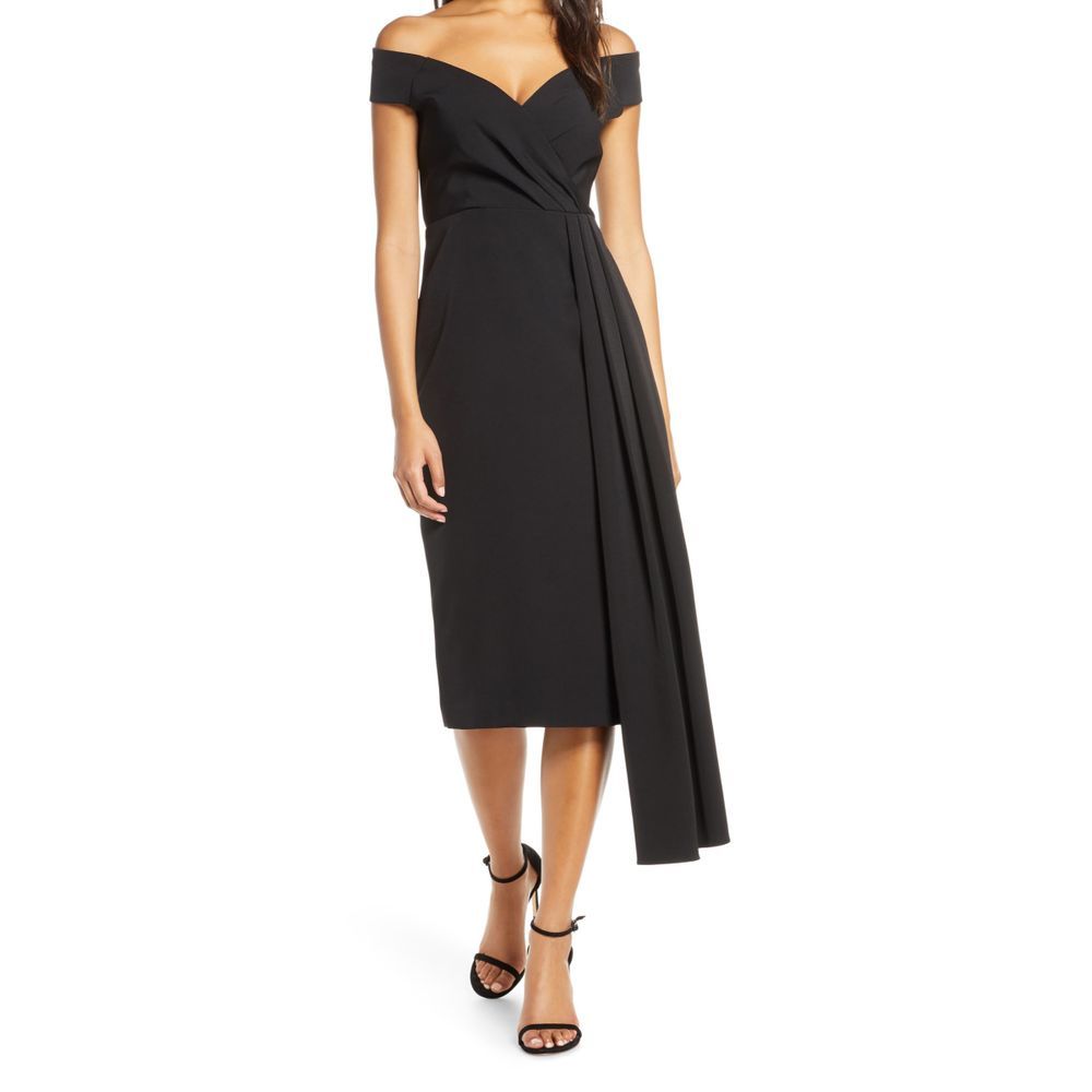 Eliza J off the shoulder asymmetrical dress A0834